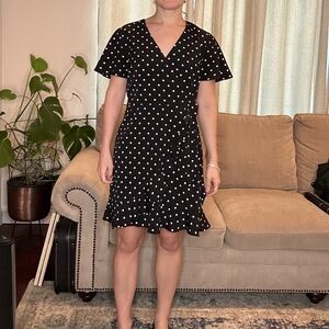 Banana Republic Cocktail Black and White Polka Dot Midi Dress